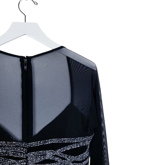 TADASHI SHOJI Vintage Sequin Illusion Sheer Black Sweetheart NL Evening Top 14 - Picture 4 of 10